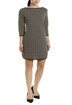 NWT Women&#39;s Max Studio 3/4 Sleeve Black/Taupe Jacquard Shift Dress Sz Medium - £29.97 GBP