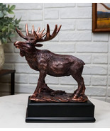 The Emperor Wild Elk Bull Moose Statue Bronze Electroplated Figurine Wit... - $51.99