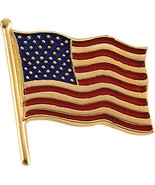 14K White or Yellow Gold American Flag Pin - $675.42 CAD