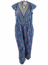 Love Squared Womens Plus Printed Cropped Jumpsuit Blue 3X - £16.96 GBP