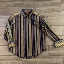 Robert Graham Rainbow Orange Striped L/Sleeve Button-Up Flip Cuff Shirt ... - £39.04 GBP