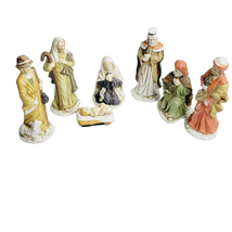 Ceramic Nativity Figures 7 Piece Set 6 Inch Vintage Painted Christmas Holiday - £33.23 GBP