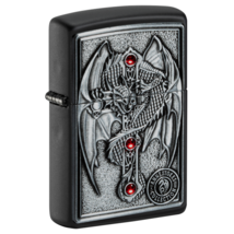 Zippo Lighter - Anne Stokes Winged Dragon/Cross Emblem Attached Black - ... - £38.09 GBP