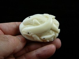 (TNE-WHA-109) Whale pod family Mom Dad baby Whales TAGUA NUT carving CET... - £20.95 GBP