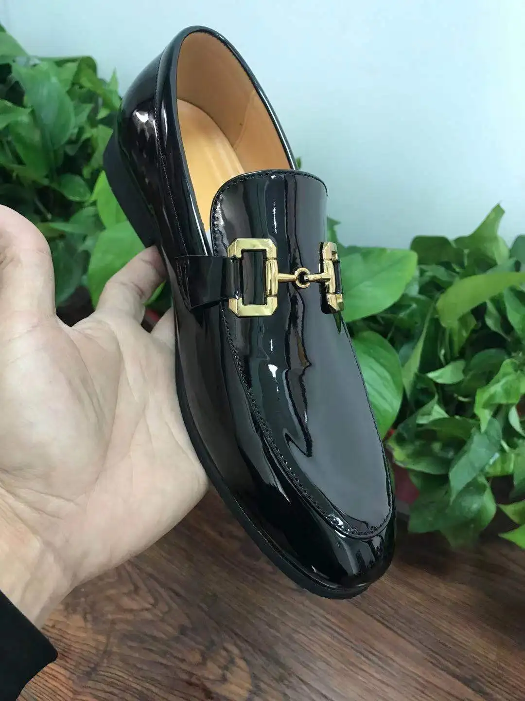 New Loafers Metal Decoration Slip-On Breathable Wedding Black Pu Leather... - $73.09
