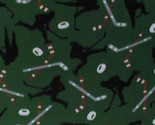Hockey Players Hockey Sticks Pucks on Green Sports Fleece Fabric Print A... - $6.97