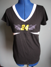 Nascar 24 Women&#39;s Black/White Short Sleeve V-Neck T-Shirt ~M~ - £12.69 GBP