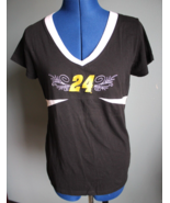 Nascar 24 Women&#39;s Black/White Short Sleeve V-Neck T-Shirt ~M~ - £12.49 GBP