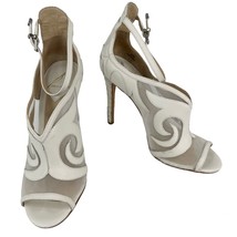 Brian Atwood Cream Linscott Heels Mesh Leather Ankle Strap 6 - $100.00