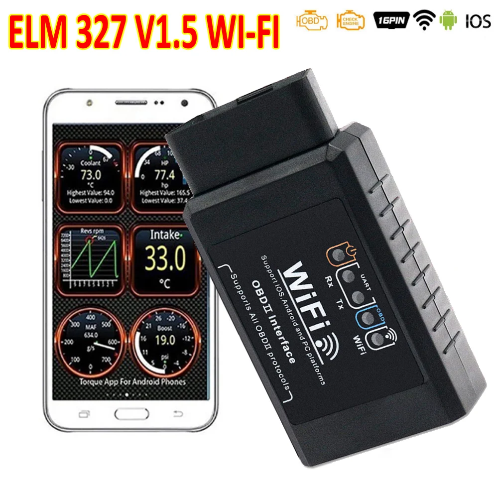 ELM327 V1.5 WIFI OBD2 OBDII Auto Code Reader elm 327 Car Diagnostic Tool For All - $98.50