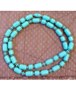 Avon City Sleek Necklace Seaessence Teal Barrel Shaped Beads 30&quot; Strand ... - £19.43 GBP