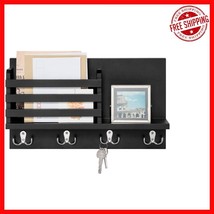 Rustic Wall-Mounted Mail Holder with 4 Key Hooks &amp; Floating Shelf, 15.7&quot;... - $45.58