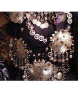 DELUXE XL DRAPING KUCHI SILVER  SPARKLE TRIBAL ATS GYPSY MEDALLION NECKLAS - $168.29