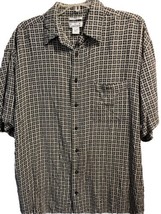 Ron Chereskin Mens XLT Black Geometric Short Sleeve Button Down Luxe Rayon Shirt - £15.82 GBP