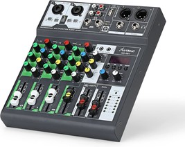 Asmuse Audio Mixer, Professional Sound Board Console System Interface 4 Channel, - $86.94