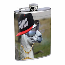 Llamas D3 Flask 8oz Stainless Steel Hip Drinking Whiskey - £11.86 GBP