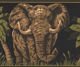 Concord Wallcoverings Wallpaper Border Animals Pattern Dark Moss Jungle ... - $37.95