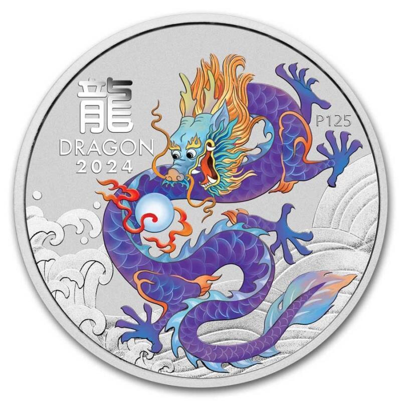 2024 1/2 oz Australia Silver Lunar Purple Dragon BU Series III (In Capsule) - $44.97