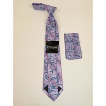 Men's Stacy Adams Necktie and Hankie Set Fancy Design Silky Look SAT43 Pink image 2