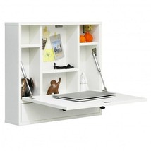 Wall-Mount Floating Desk Foldable Space Saving Laptop Workstation White - Color - £108.02 GBP