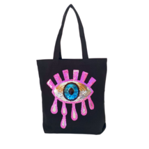 Evil Eye Canvas Tote Bags Canvas Shoulder Tote Beach Bags Sequins Evil E... - £20.28 GBP