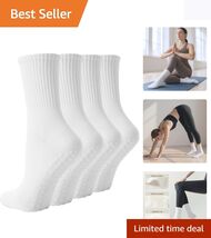 Breathable Pilates Socks for Women - Non-Slip Grip &amp; Arch Support - 4 Pa... - $16.78