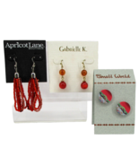 Lot of 3 NWT Burnt Orange Earrings Beaded Layered Drop Dangle Hook Stud ... - $22.99 CAD
