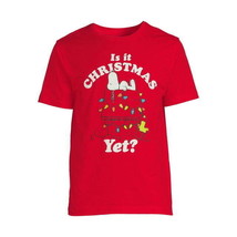Peanuts Men&#39;s Christmas Snoopy Short Sleeve Tee Size L (42-44) Color Red - £12.40 GBP