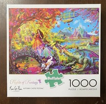 Flights of Fantasy Autumn Castle Festival 1000 Piece Jigsaw Dragon Buffa... - $14.95