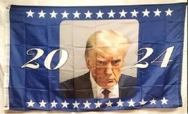 3X5 Trump 2024 Mugshot Blue Flag Banner 100D W/GROMMETS Decor - £6.20 GBP