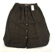 NEW Bellerose Baggy Skirt Size 2 Brown Blue Plaid Button Front Pockets Midi - $65.44