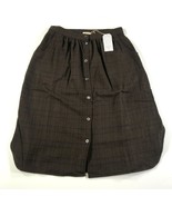 NEW Bellerose Baggy Skirt Size 2 Brown Blue Plaid Button Front Pockets Midi - £51.35 GBP