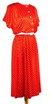 Vintage 80s Red and White Polka Dot Dress by Blair - Elastic Waist S/M -... - £23.60 GBP