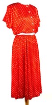 Vintage 80s Red and White Polka Dot Dress by Blair - Elastic Waist S/M -... - £22.40 GBP