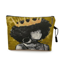 Sexy Cool Afro Queen Girl Cosmetic Bags Organizer Coin Purse Ladies Storage Bags - £11.93 GBP