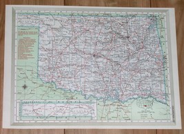 1950 Original Vintage Map Of Oklahoma / Verso Oregon Portland - £19.07 GBP