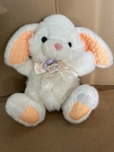 Vtg Fairview White Plush Easter Bunny Rabbit Pink Nose Peach Quilted Ear... - £18.69 GBP
