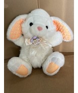 Vtg Fairview White Plush Easter Bunny Rabbit Pink Nose Peach Quilted Ear... - £18.93 GBP