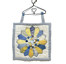 Vintage Handmade Quilted Star Buttons Wall Hanging Decoration Hanger 15.5 x 9&quot; - £12.90 GBP