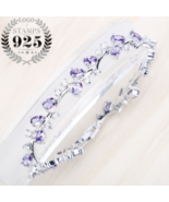 925 Sterling Silver Purple Branch AAA+ Cubic Zirconia Bracelet - £23.42 GBP