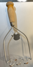 Vintage Stainless Steel Hand Potato Masher Wood Handle - $14.85