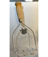 Vintage Stainless Steel Hand Potato Masher Wood Handle - $14.85