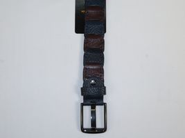 Men Genuine Leather Belt PIERO ROSSI Turkey Croc print Hand Stitch 69 Brown navy image 2