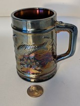 Vintage Dugan Carnival Glass Fisherman&#39;s Mug Black Amethyst Coffee Cup Mug - £39.42 GBP