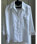 Edward White Linen Back Split Hem Double Front Chest Pocket Shirt Blouse... - $34.08