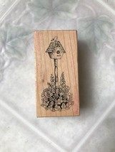 Birdhouse Hollyhock Flowers Rubber Stamp PSX E-116 USA Made 3&quot; High - $13.97