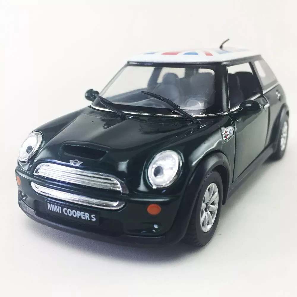 New 5&quot; Mini Cooper S British Flag Diecast Model Toy 1:28 Green New USA S... - $16.58