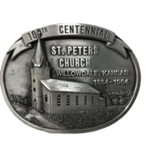 VTG Siskiyou St Peters Church Belt Buckle Willowdale KS Kansas 1984 100 Years - $27.71