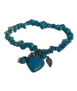 Turquoise stone chips Sterling Silver beaded Big Heat Turquoise Charm Br... - £30.59 GBP