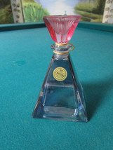 BLUE SC Lead Crystal Perfume Bottle Italy Pyramid Bottle RED STOPPER 6&quot; - $44.55